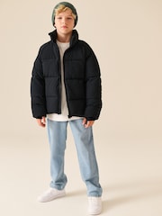 Black Microfleece Lined Padded Hoodless Coat (3-16yrs) - Image 2 of 12