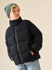 Black Microfleece Lined Padded Hoodless Coat (3-16yrs) - Image 3 of 12