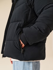 Black Microfleece Lined Padded Hoodless Coat (3-16yrs) - Image 6 of 12