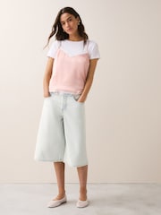 Bleach Light Blue Bermuda Denim Jorts Shorts - Image 1 of 8