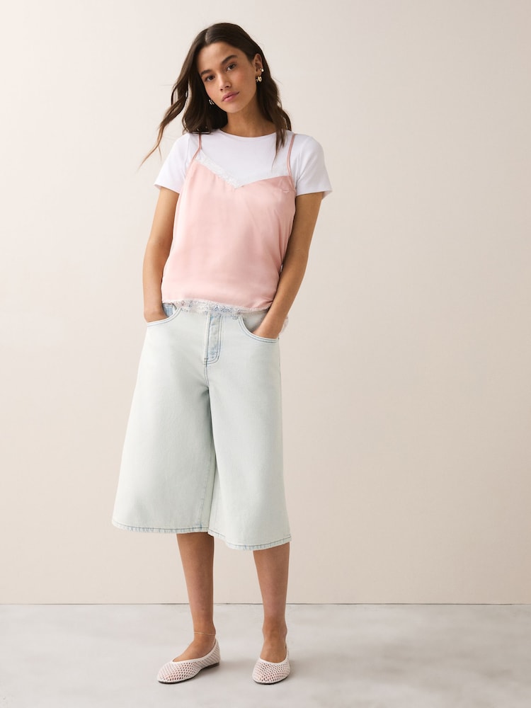 Bleach Light Blue Bermuda Denim Jorts Shorts - Image 1 of 8