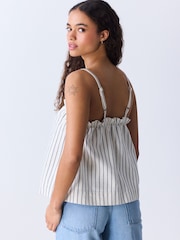 Ecru Stripe Strappy Denim Top - Image 4 of 8