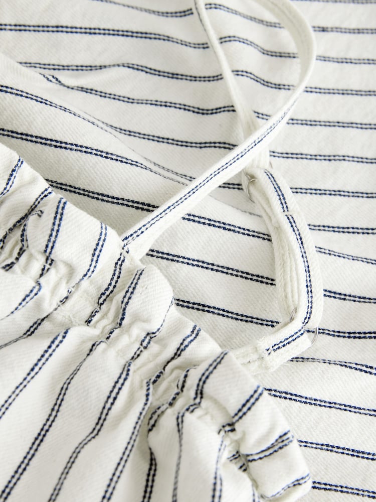 Ecru Stripe Strappy Denim Top - Image 8 of 8