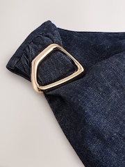 Indigo Blue N. Premium Denim One Shoulder Gold Hardware Top - Image 8 of 10
