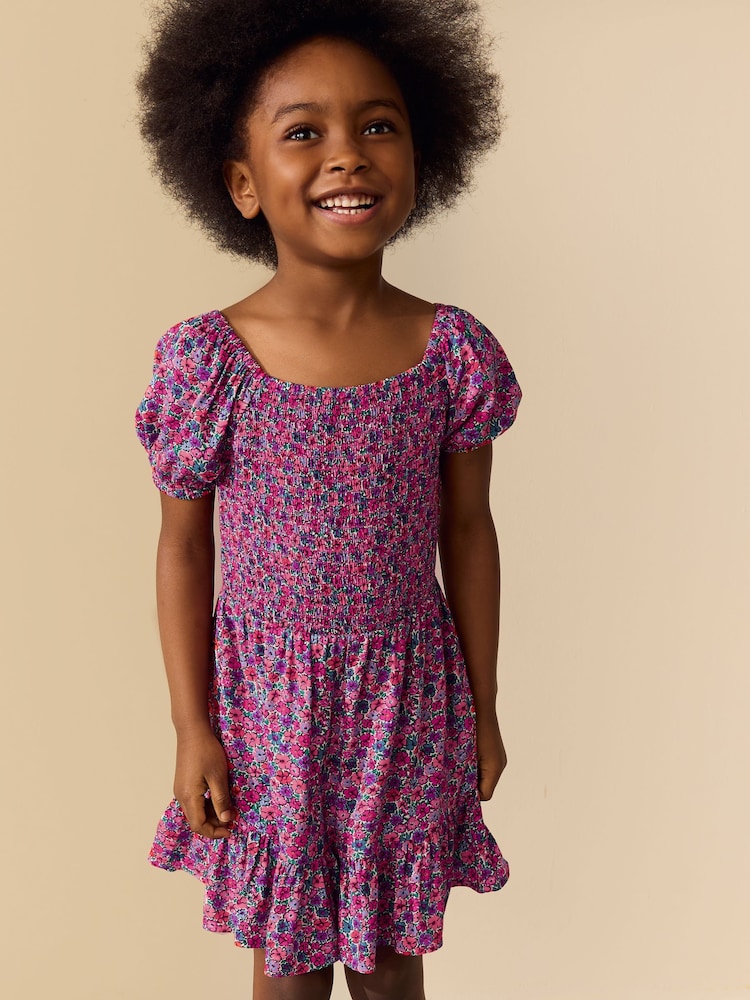 Pink Ditsy Shirred Playsuit (3-16yrs) - Image 1 of 8