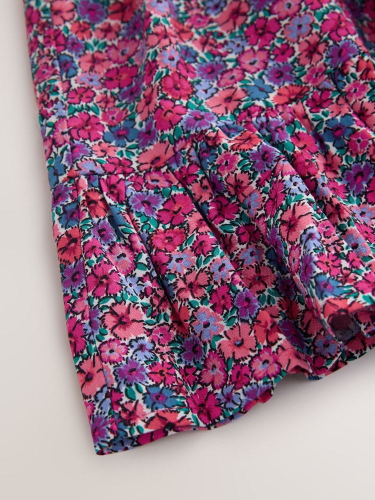 Pink Ditsy Shirred Playsuit (3-16yrs) - Image 8 of 8
