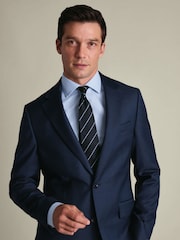 Голубой - Приталенная рубашка из не железной саржи Charles Tyrwhitt - Изображение 4 6