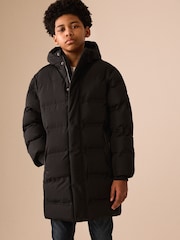 Black Waterproof Padded Long Line Coat (3-16yrs) - Image 2 of 12