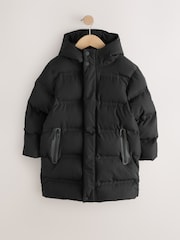 Black Waterproof Padded Long Line Coat (3-16yrs) - Image 6 of 12