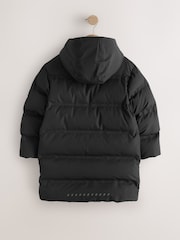 Black Waterproof Padded Long Line Coat (3-16yrs) - Image 8 of 12