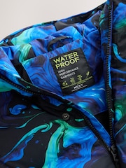 Blue/Black Graphic Waterproof Padded Coat (3-17yrs) - Image 11 of 14
