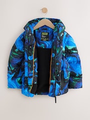 Blue/Black Graphic Waterproof Padded Coat (3-17yrs) - Image 9 of 14