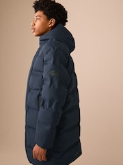 Navy Waterproof Padded Long Line Coat (3-16yrs) - Image 3 of 12