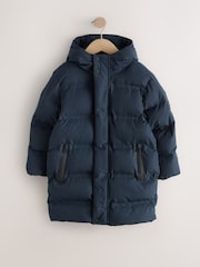 Navy Waterproof Padded Long Line Coat (3-16yrs) - Image 6 of 12