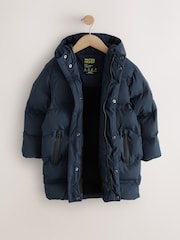 Navy Waterproof Padded Long Line Coat (3-16yrs) - Image 8 of 12