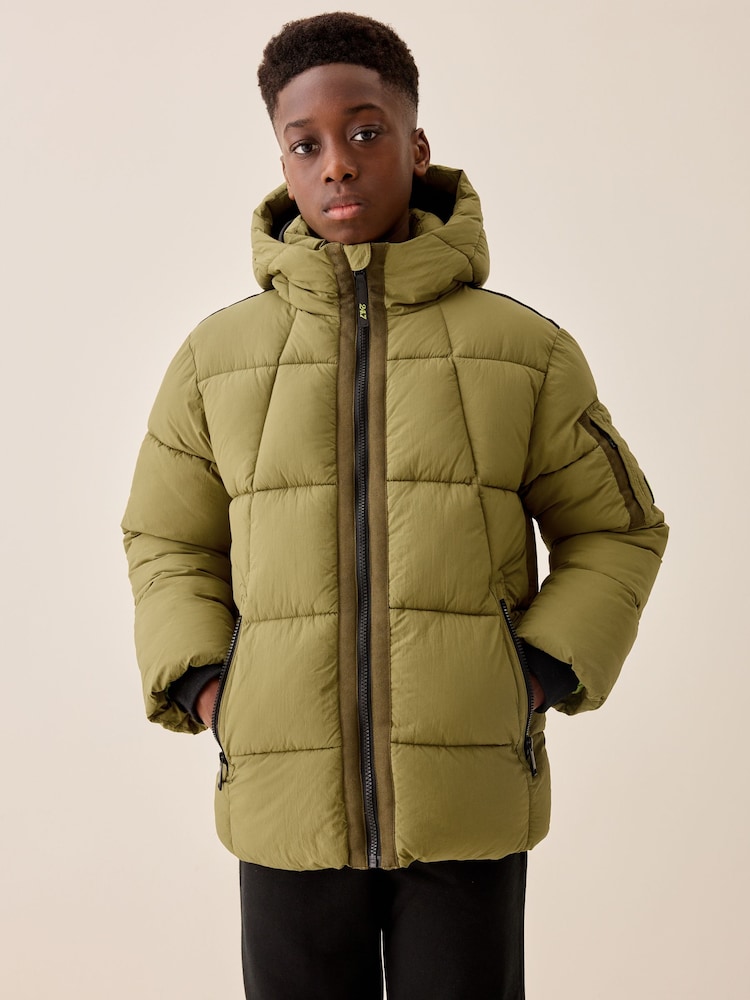 Olive Green Utility Padded Coat (3-16yrs) - Image 1 of 11 Olive Green Utility Padded Coat (3-16yrs) - Image 1 of 11