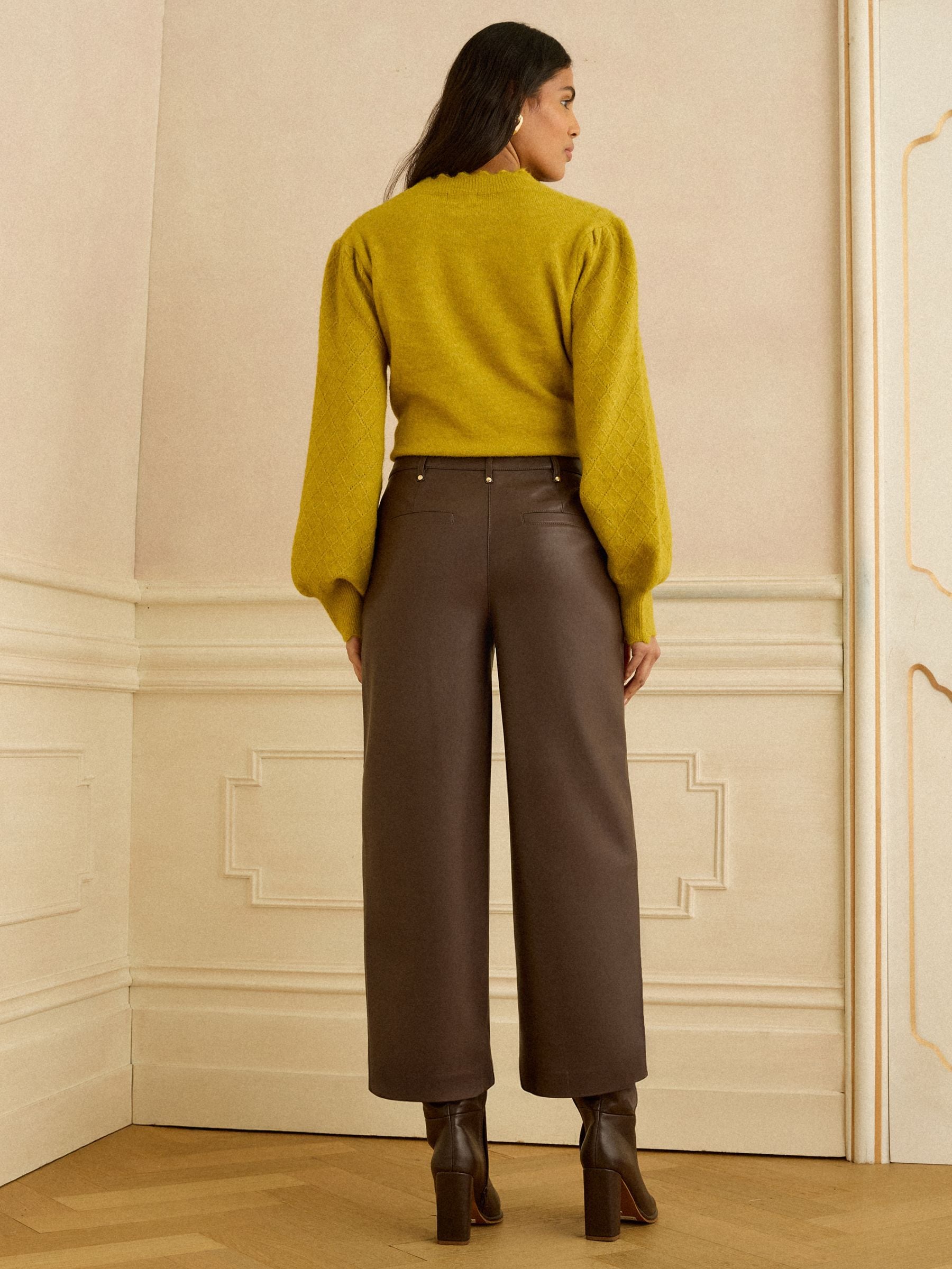 Comprar Marrón chocolate - Pantalones anchos de cuero sintético