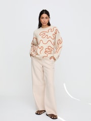 Raffya Natural Elton Embroidered Jumper - Image 1 of 6