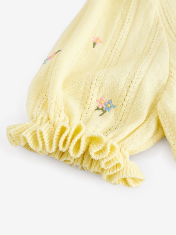 Laura Ashley Yellow Embroidered Frilly Cardigan - Image 7 of 7