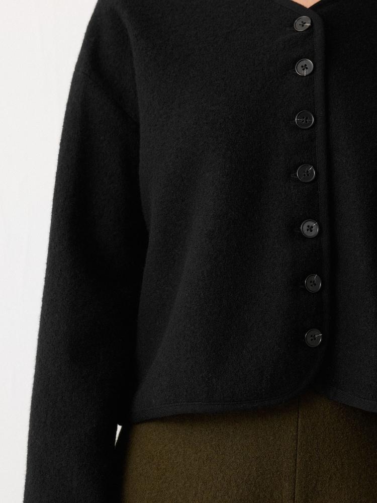 Jigsaw Black Boiled Wool Blend Jacket - Image 2 of 5 Jigsaw Black Boiled Wool Blend Jacket - Image 2 of 5