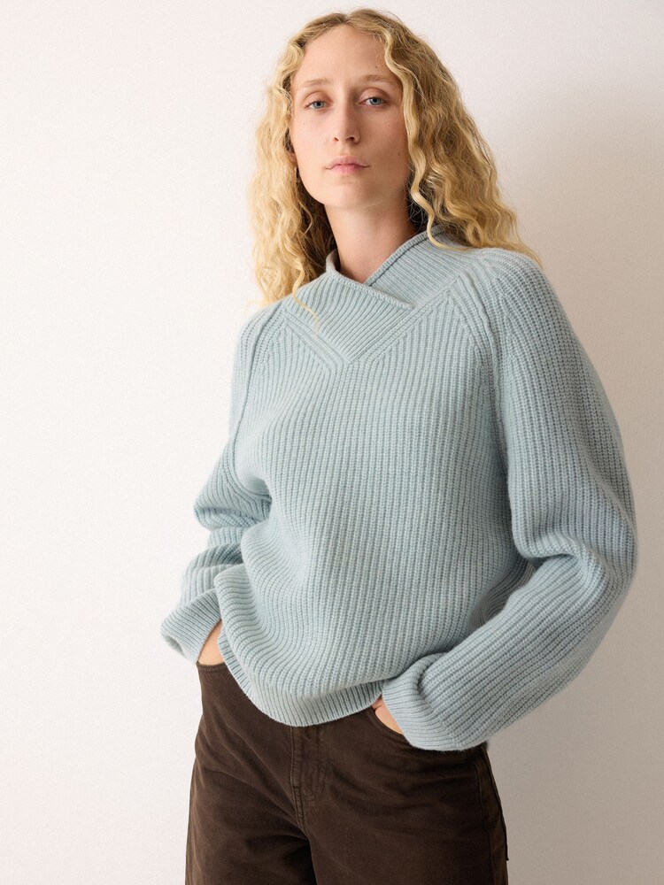 Jigsaw Blue Fishermans Rib Cocoon Jumper - Image 1 of 6