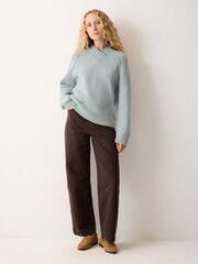 Jigsaw Blue Fishermans Rib Cocoon Jumper - Image 2 of 6