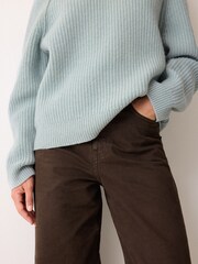 Jigsaw Blue Fishermans Rib Cocoon Jumper - Image 3 of 6