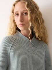 Jigsaw Blue Fishermans Rib Cocoon Jumper - Image 4 of 6