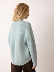 Jigsaw Blue Fishermans Rib Cocoon Jumper - Image 5 of 6