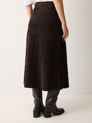 Jigsaw Brown Suede Fluid Midi Skirt - Image 2 of 6