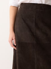 Jigsaw Brown Suede Fluid Midi Skirt - Image 3 of 6