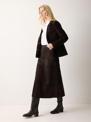 Jigsaw Brown Suede Fluid Midi Skirt - Image 4 of 6