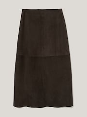 Jigsaw Brown Suede Fluid Midi Skirt - Image 6 of 6