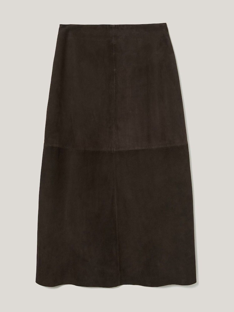 Jigsaw Brown Suede Fluid Midi Skirt - Image 6 of 6