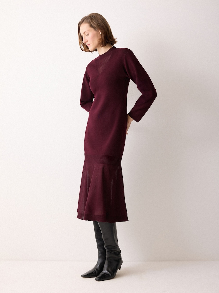 Buy Jigsaw Red Sheer Panel Knit Dress from Next Netherlands