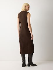 Jigsaw Brown V-Neck Long Waistcoat Dress - Image 2 of 6