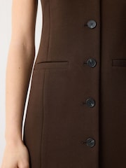 Jigsaw Brown V-Neck Long Waistcoat Dress - Image 4 of 6