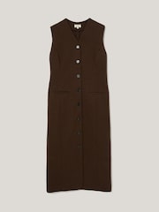 Jigsaw Brown V-Neck Long Waistcoat Dress - Image 6 of 6
