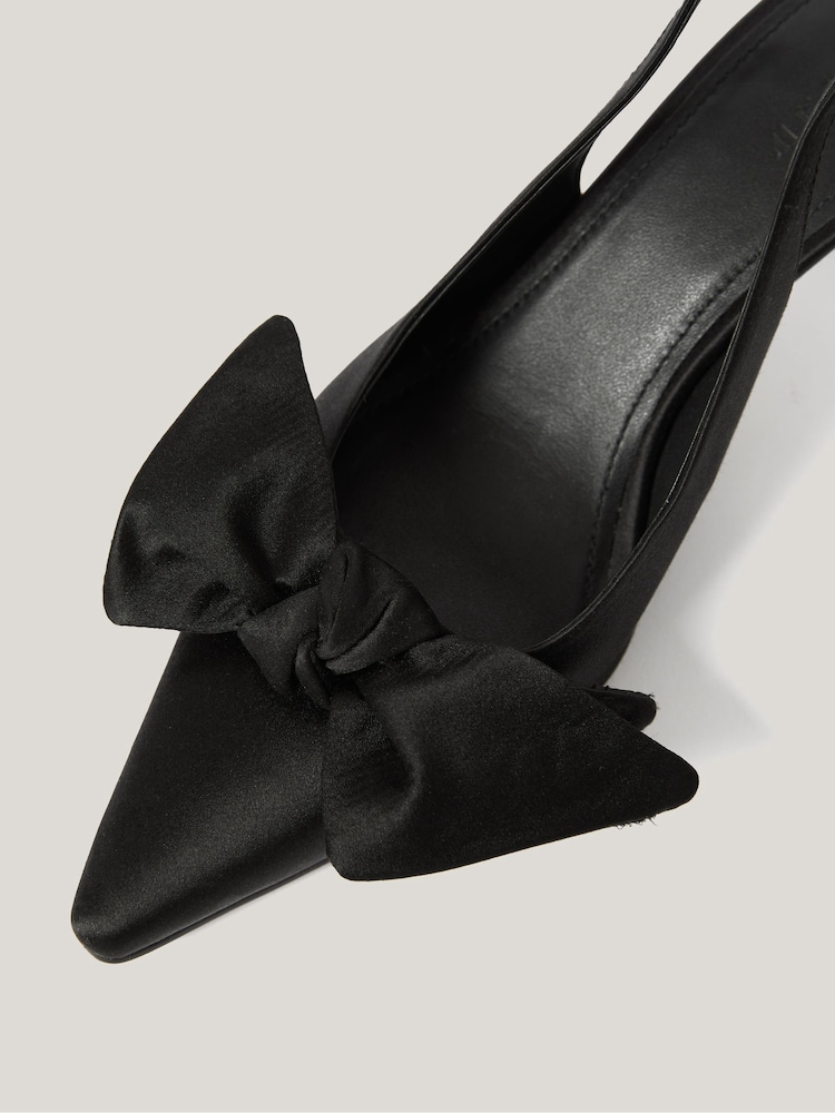 Jigsaw Black Satin Bow Slingback Heel - Image 8 of 8 Jigsaw Black Satin Bow Slingback Heel - Image 8 of 8