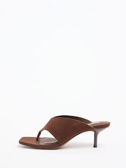 Friends Like These Faux Suede Toe Thong Mid Stiletto Heel Mule Sandals - Imaginea 5 din 5