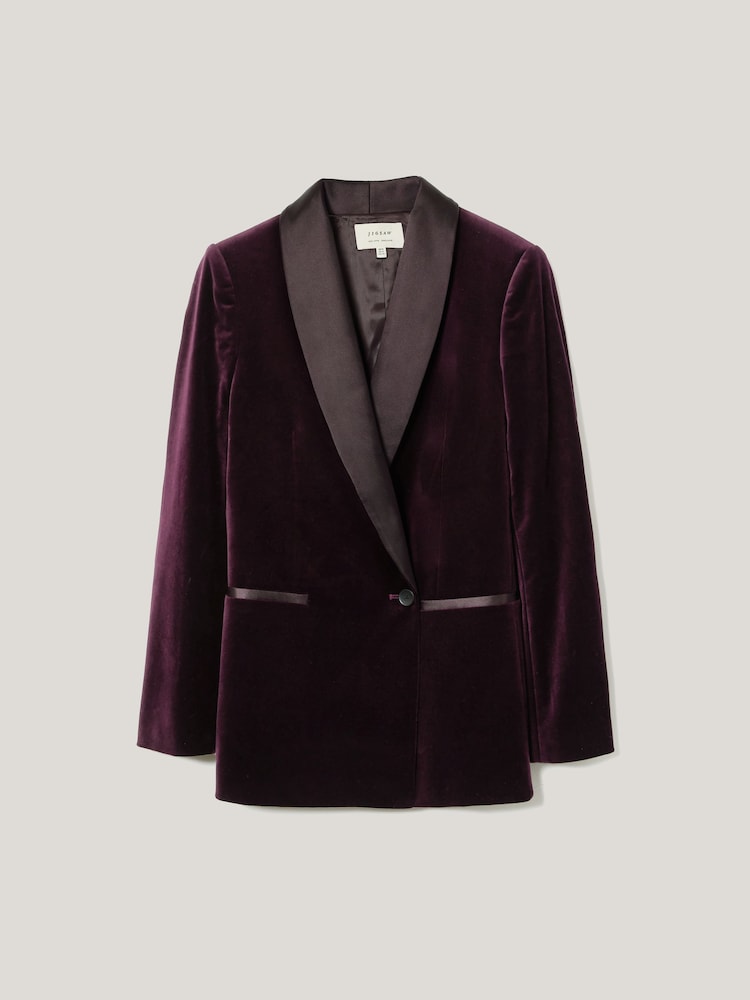 Jigsaw Purple Velvet Satin Shawl Blazer - Image 6 of 6 Jigsaw Purple Velvet Satin Shawl Blazer - Image 6 of 6