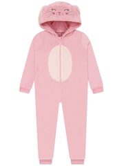 Harry Bear Pink Bunny Rabbit 3D Ears Fleece Onesie - Image 7 of 12