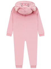 Harry Bear Pink Bunny Rabbit 3D Ears Fleece Onesie - Image 9 of 12