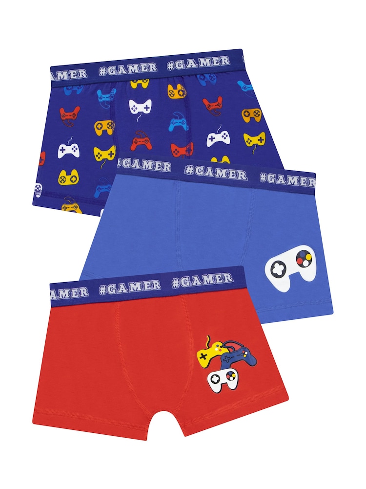 Harry Bear Blue Boys Gaming Trunks 3 Pack - Image 1 of 6 Harry Bear Blue Boys Gaming Trunks 3 Pack - Image 1 of 6