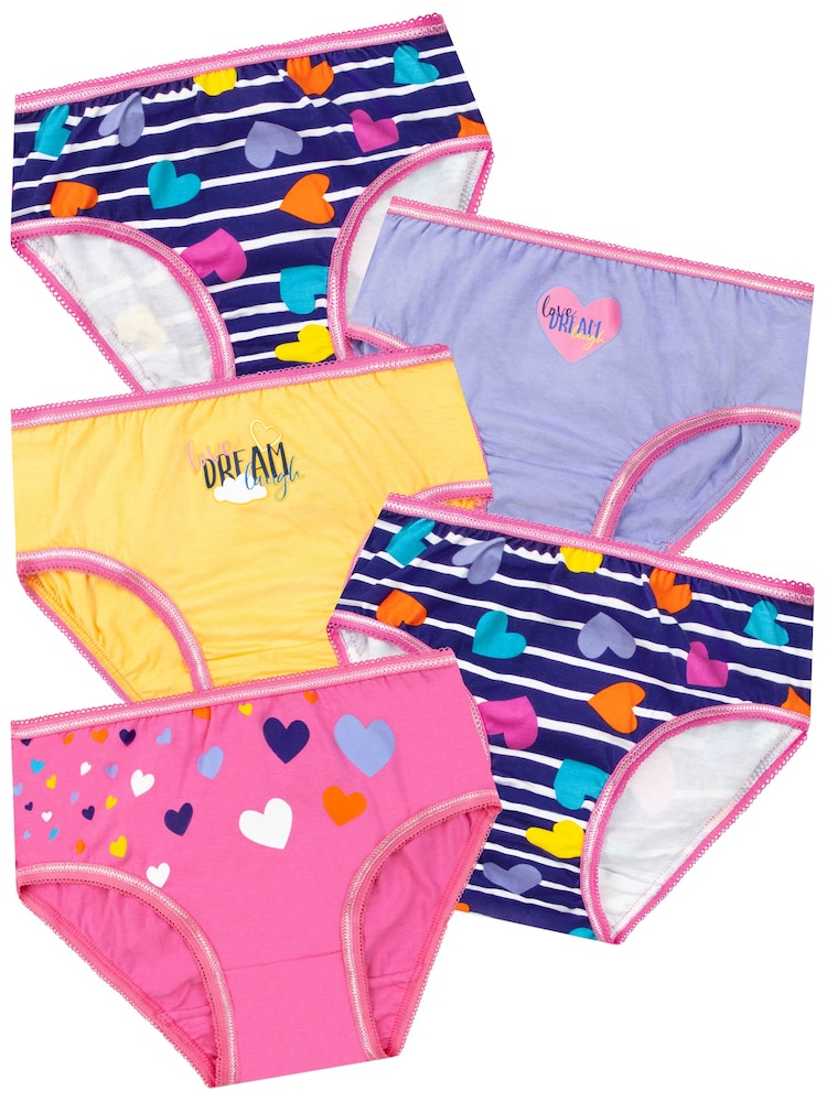Harry Bear Pink Girls Hearts Underwear 5 Pack - Image 1 of 4 Harry Bear Pink Girls Hearts Underwear 5 Pack - Image 1 of 4
