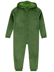 Harry Bear Green Dinosaur 3D Horns And Spikes Fleece Onesie - Image 6 of 10