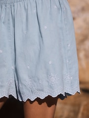 Bleach Blue Embroidered Pull-On Denim Shorts - Image 6 of 6