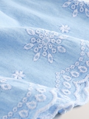 Bleach Blue Embroidered Pull-On Denim Shorts - Image 8 of 9