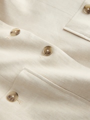 Neutral Beige Linen Rich Collared Waistcoat - Image 8 of 9