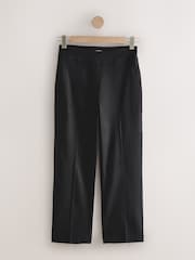 Black Cropped Slim Tailored Trousers with Linen - Image 1 of 9